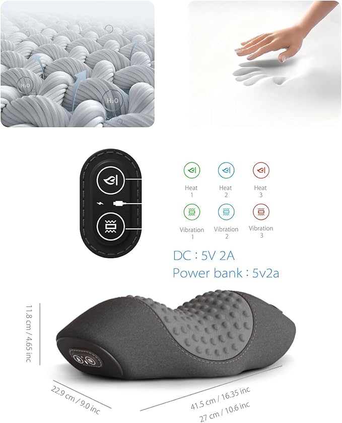 Neck Massager Pillow with Heat and Vibration for Pain Relief Deep Tissue,2-in-1 Neck Massage Pillow 3D Ergonomic Cervical Hump Corrector Massage,Gifts for Women Men Mom Dad