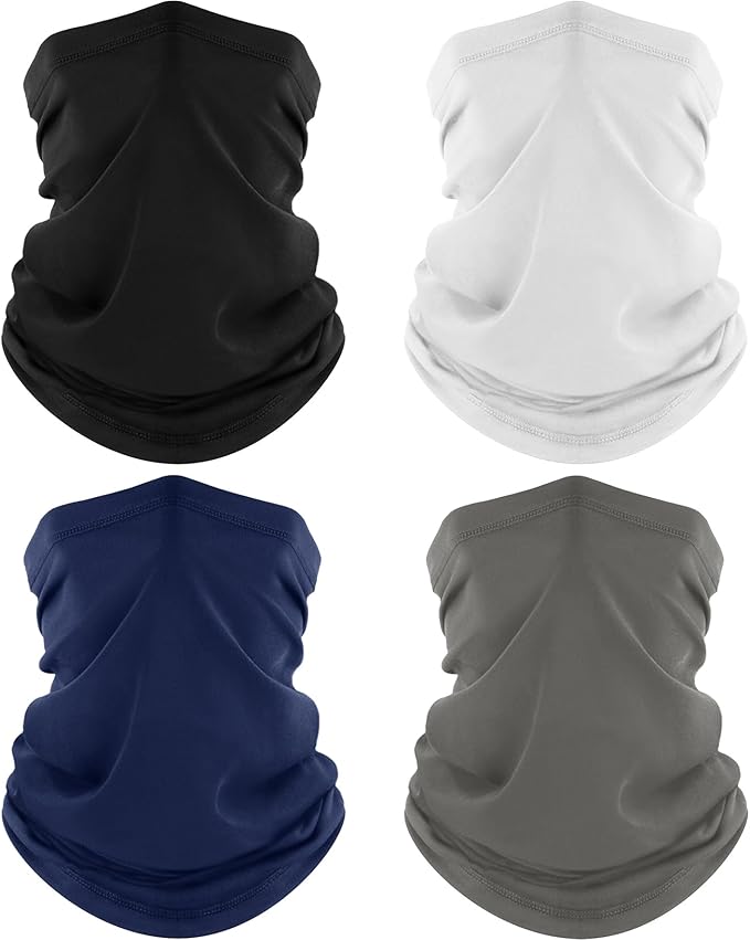 ROXUN 4 Pack Neck Gaiter, Cooling Breathable Face Mask UV Protection Scarf Hiking Bandana for Men/Women