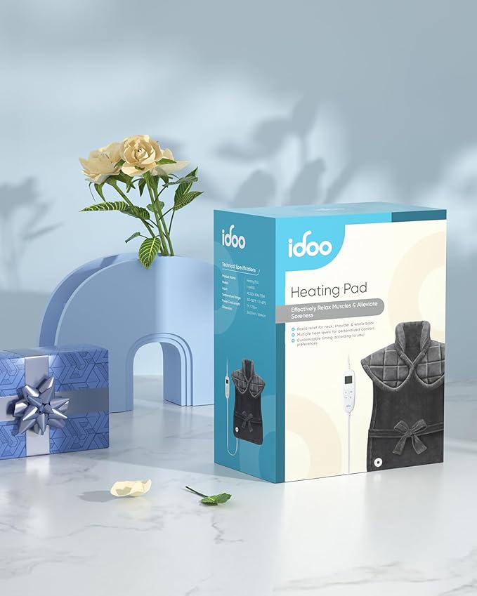 iDOO Heating Pad for Back Pain Relief, Birthday Mothers Day Gifts for Mom Women, FSA Eligible Items, Weighted Electric Heat Pad for Neck and Shoulders, 24"x37" Large Back Heated Wrap, ETL Certified