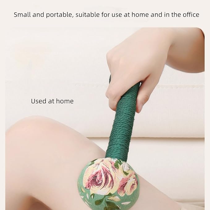 Mugwort Massage Hammer, Handheld Percussion Massage Tool for Back, Shoulder & Body - Manual Therapy Tool with US Design Patent (Emerald Green/Silver Silk Blue)