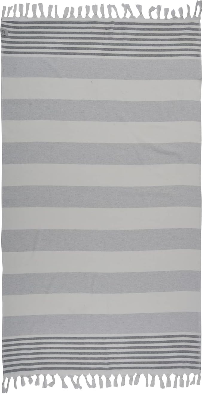 Beach Towel | Cotton Beach Towels, Easy to Carry, Sand Free, Highly Absorbent, Quick Dry, Turkish Towels for Travel Camping Bath Sauna Beach Gym Fitness Pool Yoga SPA by Lahammam, Ephesus, Gray