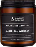 Scented Candles for Men | Whiskey Scented | Wooden Wick, Long Lasting, Masculine Scents | Natural Soy Jar Candle for Home, Bacehlor Pad Decor | The Perfect Mens Gift