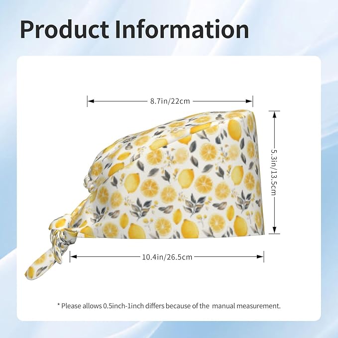 Scrub Cap for Women and Men Boho Black Leaf Pattern Adjustable Breathable Sweatband Hat for Work Kitchen Spa Shower Daily Use