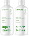 ATTITUDE Bubble Bath, EWG Verified, Plant and Mineral-Based Ingredients, Dermatologically Tested, Vegan and Cruelty-Free Body Care Products, Olive Leaves, 16 Fl Oz (Pack of 2)
