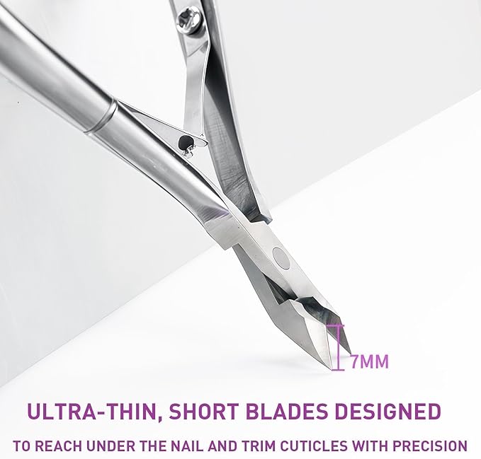 Precision Cuticle Nippers Trimmer Set, Double Spring Cuticle Remover Pusher Cutter, Manicure Pedicure Tools for Toenails Hard Skin Nail Care Supplies, Nail Clippers&Scissors (Silver 2 PACKS)