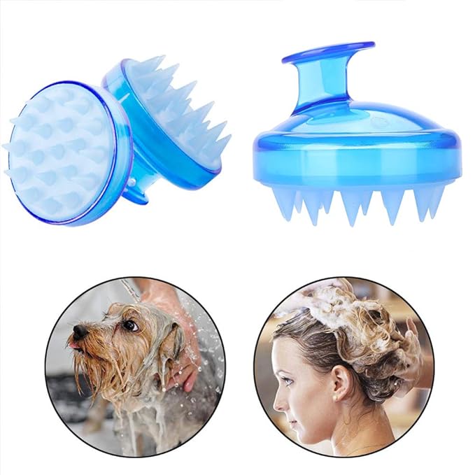 INVODA 2PCS Scalp Massager Shampoo Brush Soft Silicone Bristles for Dandruff Removal & Hair Growth, Waterproof Wet/Dry Use, Men, Women & Pets
