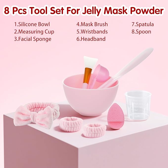 Pjordo Jelly Masks for Facials Professional, Vampire Jelly Mask Powder with Mixing Bowl Set, Peel Off Face Mask Skincare for Hydrating, Smoothing & Nourishing, Hydrojelly Masks Gift Set DIY Spa