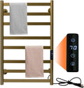 Towel Warmer Rack, Brushed Heated Towel Rack for Bathroom, Wall Mounted Electric Towel Dryer Rack with Temperature Control and 1-8 Timer, Plug-in/Hardwired