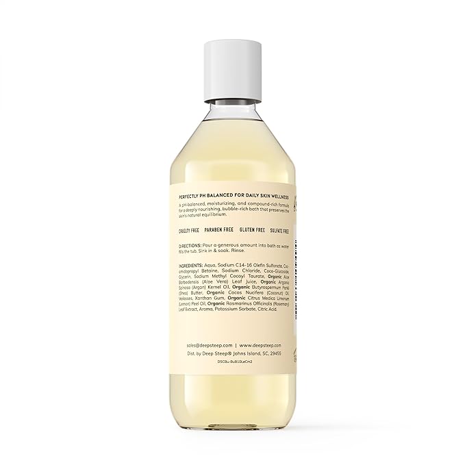 Deep Steep Bubble Bath, Lemon Cream, 10 oz – Soothing Soak with Shea Butter, Argan Oil, Aloe Vera & Coconut Oil – Vegan, Sulfate-Free, PH-Balanced Clean Beauty