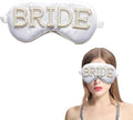 Bride Eye Mask, White Soft Fabric Diamond Bride Sleep Mask for Massages Eye, Pearl Bridal Shower Gifts to Adjust Night Sleep, Sleeping Maskes for Wedding