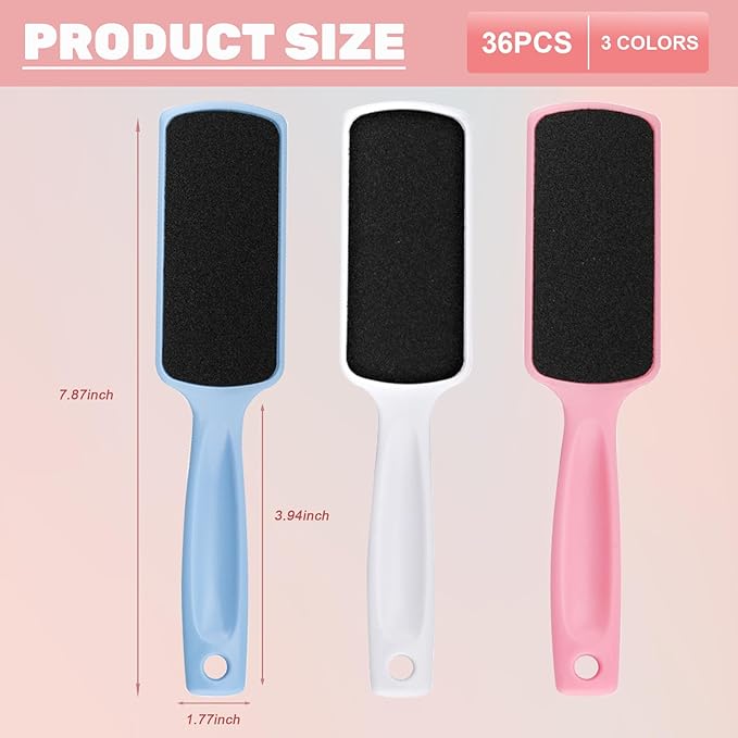 36 Pieces Flat Shaped Foot File Foot Callus Remover with Double Sided Feet Rasp Professional Pedicure Foot File for Grit Exfoliates Removes Dead Skin,3 Colors