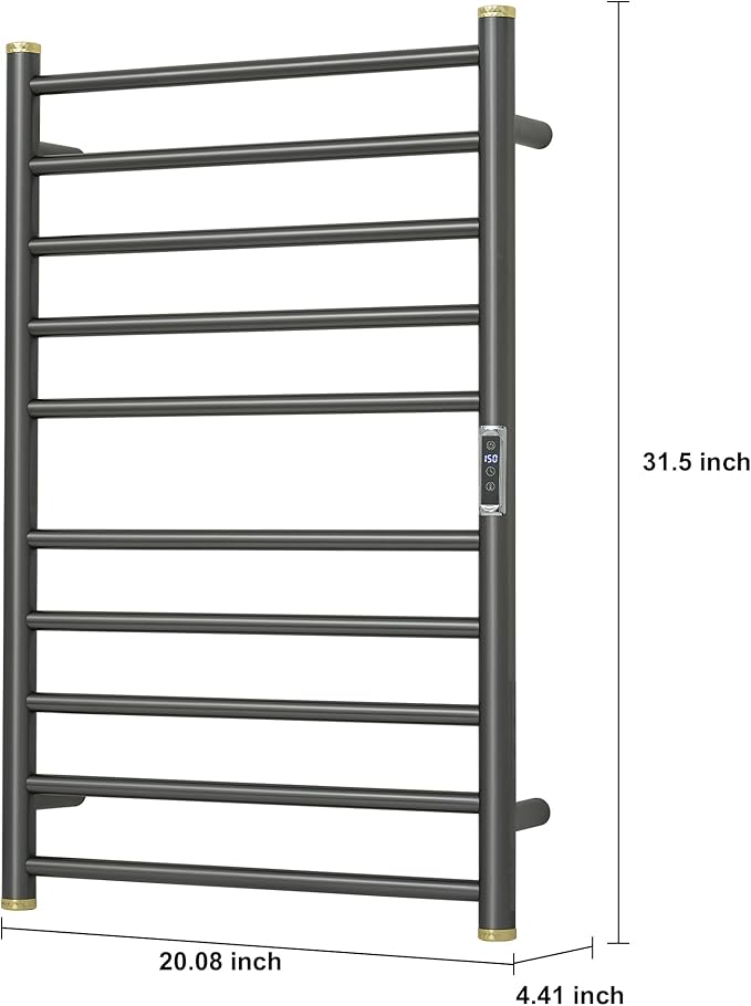 Electric Towel Warmer Rack,Heating Towel Warmer,Timer & Temperature Control,Wall-Mounted Plug-in for Bathroom,Brushed Gungrey,Stainless Steel,10-Bar(31.5x20.08x4.41in)