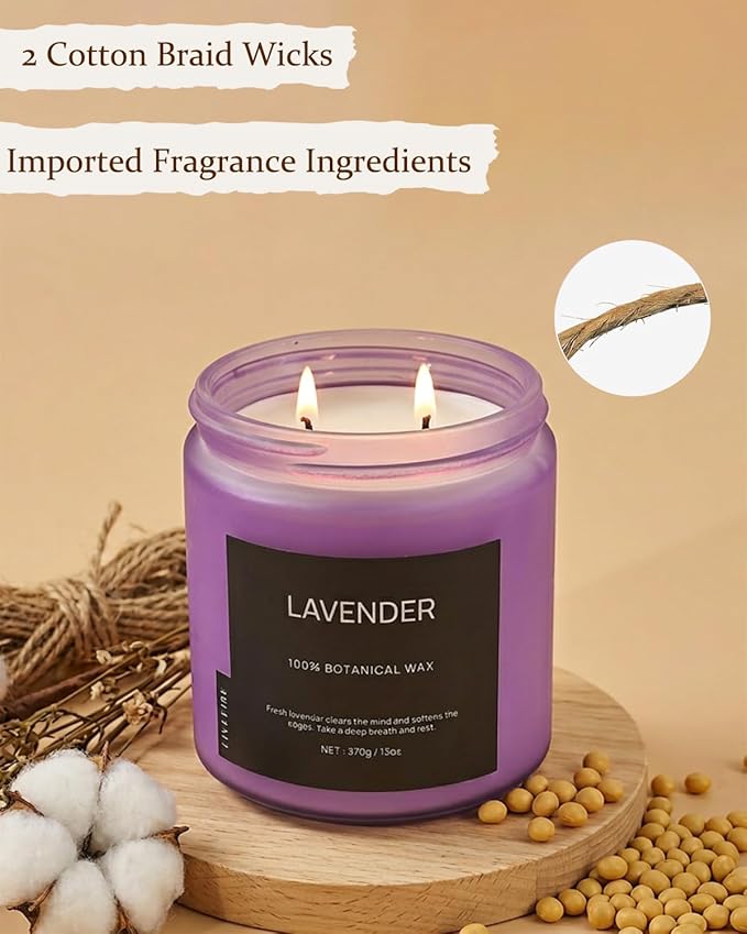Lavender Scented Candle for Relaxation, 13oz Soy Wax Candle, 70–80 Hour Burn Time, Calming Home Fragrance, Clean Burning Candle, Gift for Women Men, Bedroom & Self Care Use