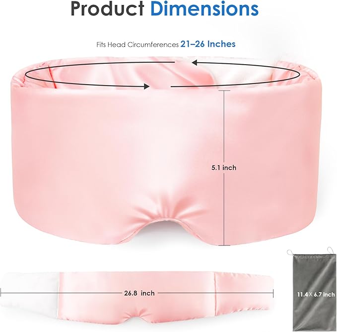 Weighted Eye Mask for Sleeping, Soft Minky Sleep Mask for Side Sleeper with Adjustable Buckle, 100% Blockout Design, Ideal for Meditation, Relaxation and Travel, Includes Storage Pouch (Pink)