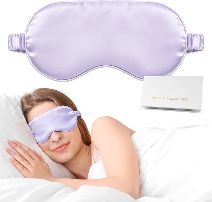 Silk Sleep Mask,Eye Mask for Sleep Women Men,Mulberry Sleeping Mask with Adjustable Strap,Blindfold Blackout Eye Mask for Travel and Full Night's Sleep,Nap