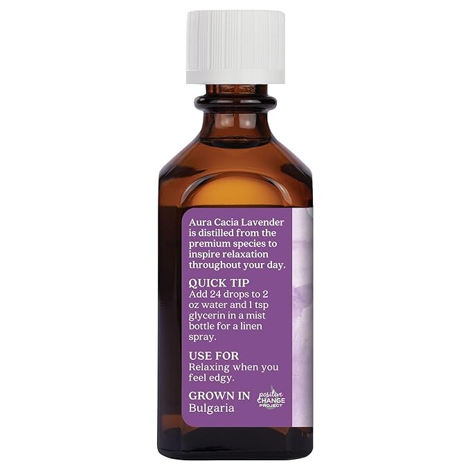 Aura Cacia Lavender Essential Oil, 100% Pure Lavandula Angustifolia Oil - Aromatherapy for Diffusers, Body Care, Skincare, Custom Blends | 2 Fl Oz (Pack of 1)