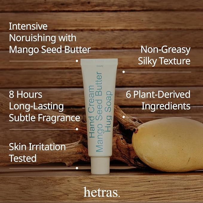 hetras. Perfume Hand Cream 1.69 oz., Hug Soap - Soft Musk Scent, Moisturizer for Dry Skin, Fast-Absorbing Hand Cream, Non-Greasy, Travel Size, Aesthetic Design, Long-Lasting Fragrance, Gift-Worthy