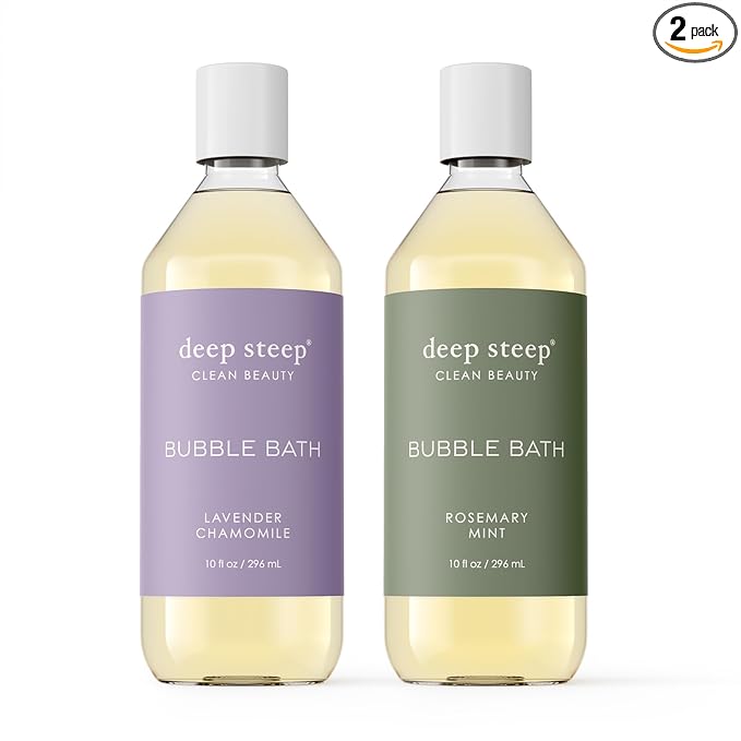 Deep Steep Bubble Bath, 10oz (2 Pack) (10 Fl Oz (Pack of 2), (Relaxing- Lavender Chamomile & Rosemary Mint))