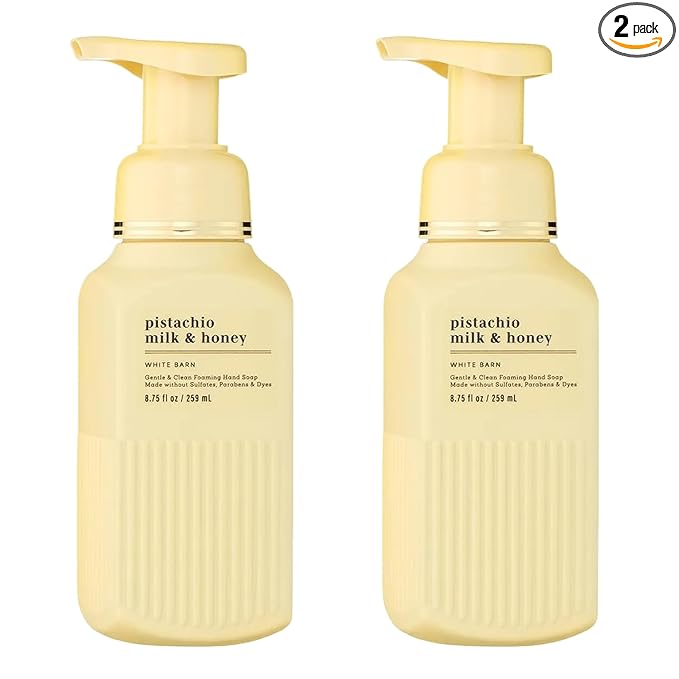 Bath & Body Works Gentle & Clean Foaming Hand Soap, Pistachio Milk & Honey Scent, Non-Drying, Made Without Sulfates & Parabens, Foaming Hand Wash for Kitchen & Bathroom, 8.75 fl oz - 2 Pack