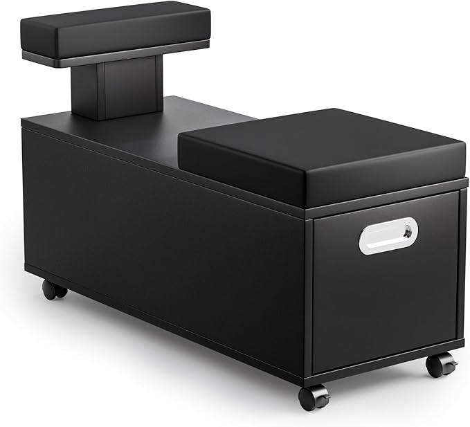 OmySalon Pedicure Cart, Foot Bath Trolley with Storage Drawer & Foot Rest, Pedicure Chair Stool for Esthetician Manicure & Foot Massage, Beauty Spa Salon with Locking Wheels, Black