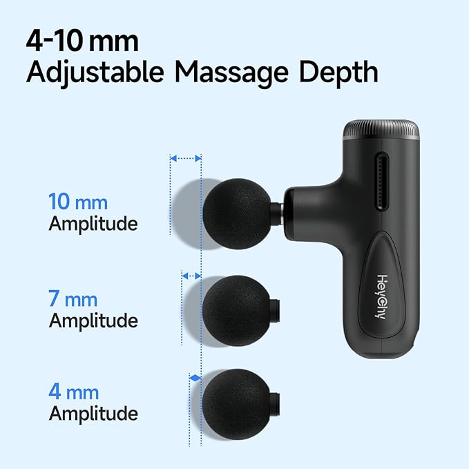 HEYCHY Super Mini Massage Gun Deep Tissue, Handheld Percussion Muscle Massager with Adjustable Amplitude, Portable & Quiet for Home, Gym & Travel, Dark Gray