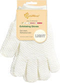 Evridwear Exfoliating Glove Shower Gloves Exfoliate Dead Skin for Dry Sensitive Skin No Irritation with Hanging Loop (White Gentle Exfoliation)