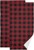 Black and Red Buffalo Plaid Hand Towels for Bathroom Set of 2,Classic Farmhouse Checkered Christmas Decorative Bathroom Towels for Bath,Face,Hair,Soft Absorbent Dish Towels for Kitchen 28"x14"