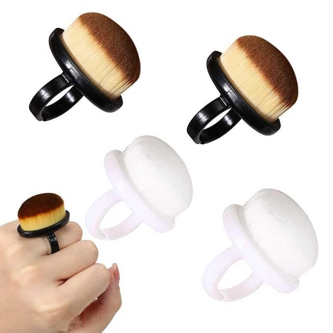 4Packs Nail Dust Cleaning Brush Ring,Soft Brushes for Clean Up Fingernails and Toenails Small Portable Nail Scrubber Brush Nail Duster Tools for Manicure and Pedicure (black and white)