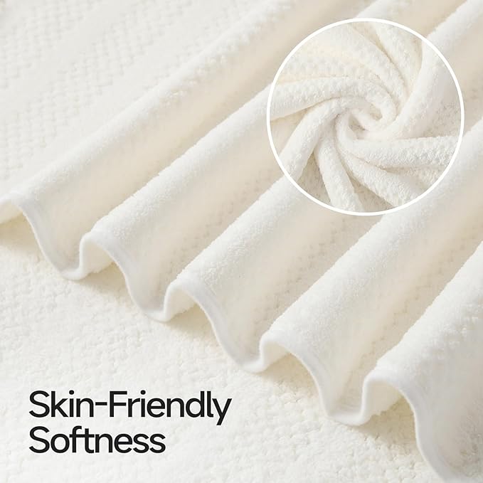 ecolook 4 Pack Microfiber Bath Towels, 31 x 63 inches Extra Large Bath Towel Set, Super Soft Highly Absorbent Bath Towels Set of 4, Quick Dry Lightweight Bathroom Towels for Spa, Pool, Gym, Beige