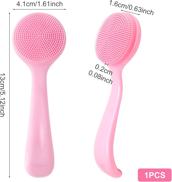 HINZIC Silicone Manual Facial Cleansing Brush, Skin Friendly Waterproof Face Cleaning Scrubber Exfoliator Cleanser for Blackheads Whiteheads Makeup Residues Removal- Pink