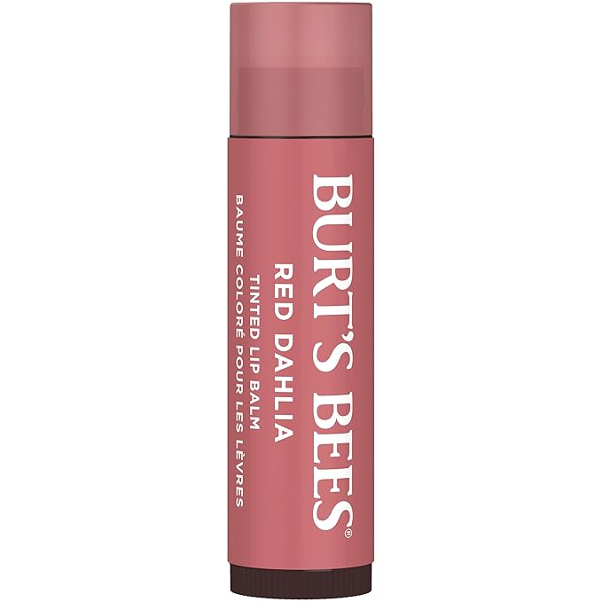 Burt's Bees Lip Tint Balm with Long Lasting 2 in 1 Duo Tinted Balm Formula, Color Infused with Deeply Hydrating Shea Butter for a Natural Looking Buildable Finish, Fiery Red Dahlia (16-Pack)