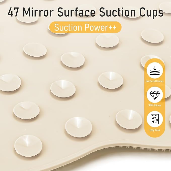 Foot Scrubber Mat in Shower Large for Back Floor Wall Bathtub & Pumice Stone 2 Pack- Foot Spa Bath Feet Scrub Dead Skin Callus Remover Exfoliating Massage Brush Improve Foot Appearance Beige