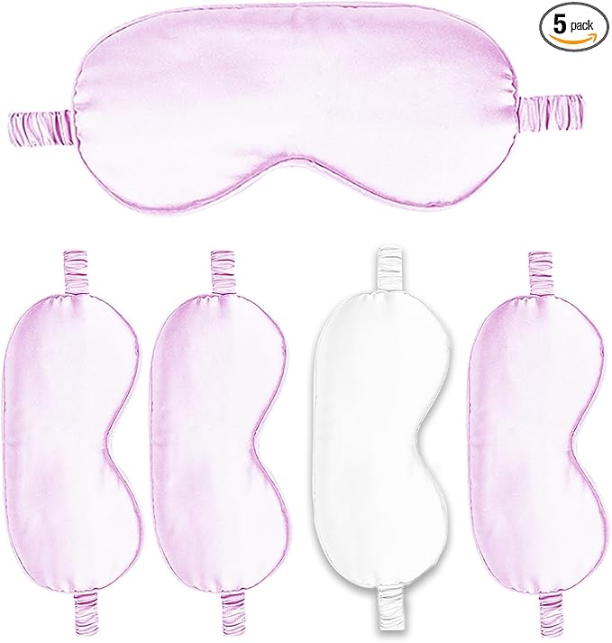 Sleep Masks 5PACK Silk Eyes Cover Satin Eye Mask Silky Blackout Soft Blindfold Sleeping Eyeshades Covers Bridesmaid Gifts