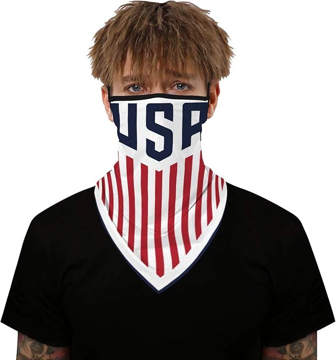 YAYOUREL Neck Gaiter Face Mask Bandanas for Men Women UV Face Scarf Cover Ear Loop Hole Facemask for Fishing Running Cycling
