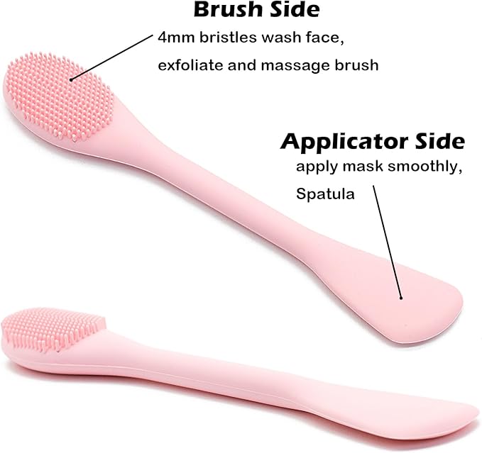 RamPula Facial Cleansing Brush, 2 in 1 Silicone Face Mask Brush & Face Scrubber, For Exfoliating, Massaging, Remove Blackheads, Makeup Skincare Removal, Applicator for Mud, Clay, Body Lotion, DIY Mask
