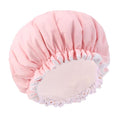 Reusable Shower Caps for Women, Pink Terry Cloth Lined Shower Cap Double Layer Reusable Bath Cap Waterproof Elastic Band Hair Cap for All Hair Lengths for Women Spa Home Salon Use(Pink)