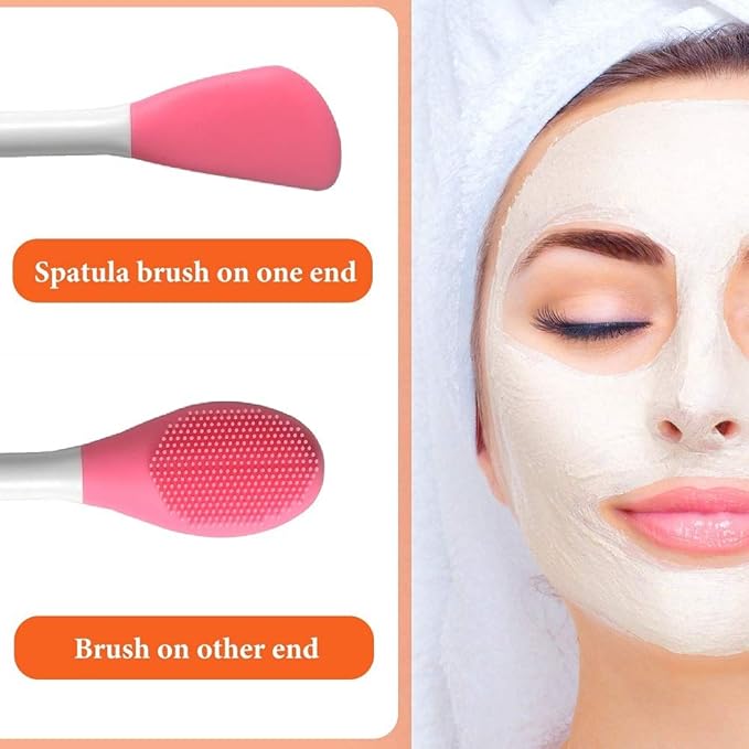 Silicone Brushes,Double-Ended Silicone Face Mask Brush,Facial Cleansing Brush, Premium Soft Facial Masks Other Skin Care Applicator Tool for Cream, Body Lotion,Moisturizer (Rose Red)