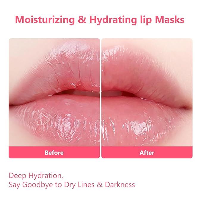 Adofect Moisturizing & Hydrating lip Masks Set 30 PCS, Collagen Crystal Lip Patches for Dark Lips, Smooth Lip Lines, Reduce Wrinkles & Dryness, Lip Care for Galentines Day Party Favors