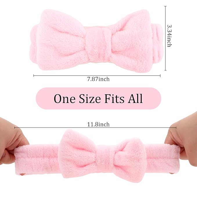 8 Pack Spa Headband for Washing Face,Pink Skincare Headband Set for Women Girls Cute Bow Headbands for Makeup Skin Care Head bands Sleepover Party Supplies for Girl