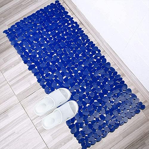 Pebble Shower Mat for Bathtub Non Slip 35"X16" with Suction Cups Navy Blue - Image 6