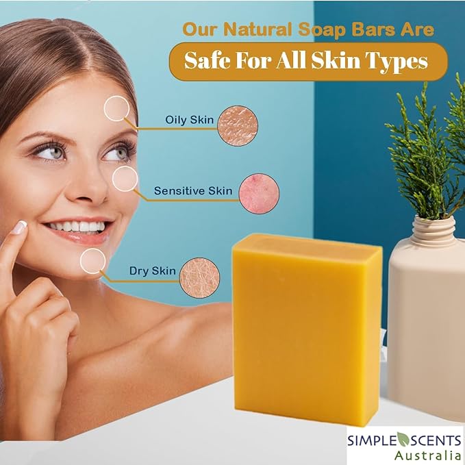 Simple Scents Australia Manuka Honey Scented Natural Soap Bars (5 Bars), 3.5oz Moisturizing French Triple Milled Soap Bars Enriched with Shea Butter - Pure Plant Oil Bath & Body