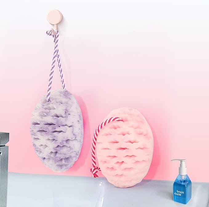 Bath Sponge for Kids Cute Loofah Sponge Reusable Body Sponge Exfoliating Bath Sponges for Women Children Soft Washing Shower Scrubber 2 Pcs