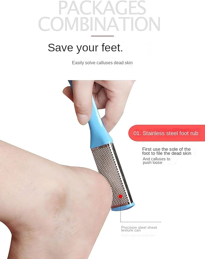 Professional Callus Remover & Foot File Set–Metal Surface Scraper for Dead Skin, Cracked Heels, and Hard Skin. Complete Pedicure Kit for Wet or Dry Feet, Essential Grooming Tool for Smooth Feet Black