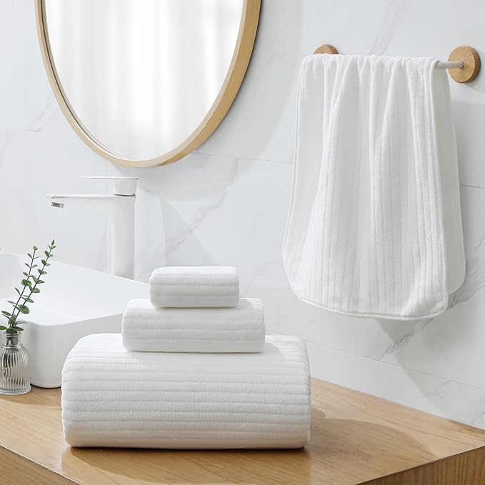 YTYC 39x78 Bath Sheets Extra Large Bath Towels for Adults Super Soft Absorbent Microfiber Oversized Bathroom Towels - White,2 PCS