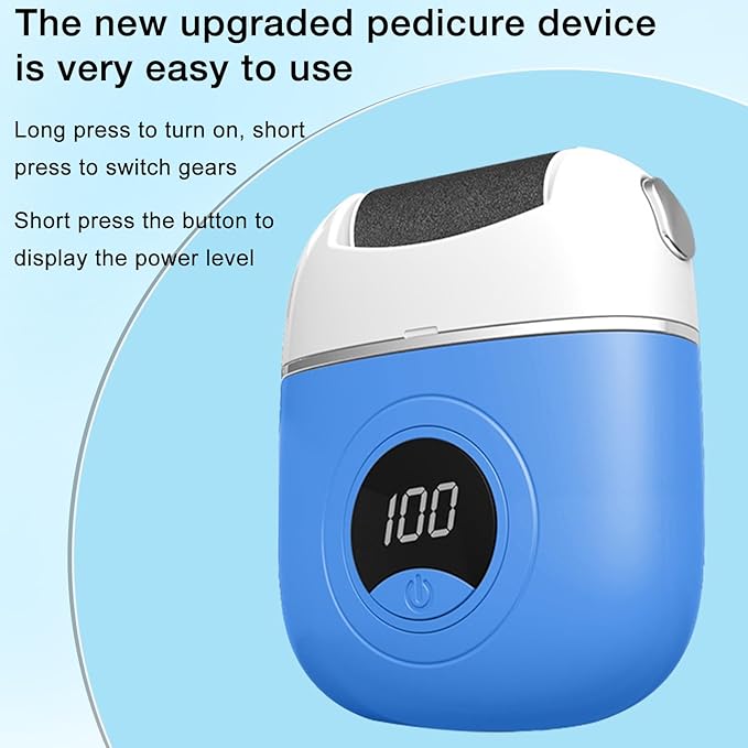 Callus Remover Foot File,Electric Foot File Grinding Machine Foot Repair and Grinding Device,Upgrade Digital Display Electric Foot Exfoliating Scrubber with 3Grinding Heads 2Speeds (Blue)