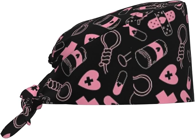 Working Cap Scrub Caps with Sweatband Adjustable Tie Back Hat Nurse Surgical Caps Unisex