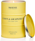 M&SENSE Lemon Candle Large for Home Scented, Lemon Soy Candles 21.2oz 120 Hour Slow Burning, Highly Scented Limoncello Grapefruit Citrus Candles for Bathroom, Fresh Smelling Candle