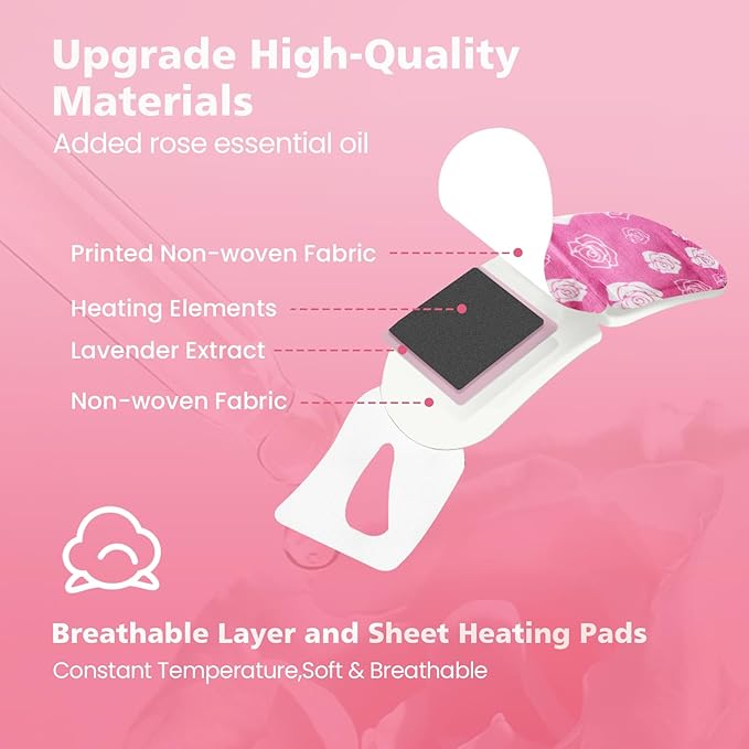 18 Packs Steam Eye Mask for Dry Eyes Self Heating Masks Cornea Care Rest Disposable SPA Warm Compress,Eye Mask for Sleep,Stye Eye Treatment,Reduce Eye Fatigue Travel Essentials（Rose）