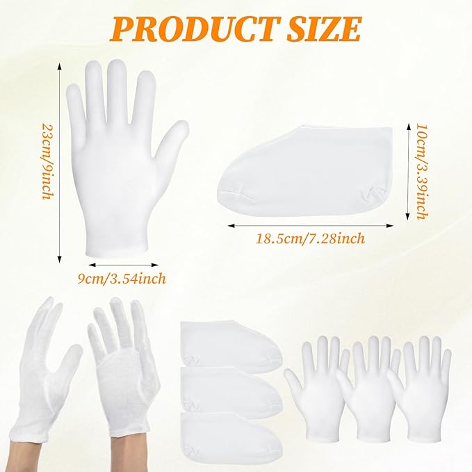 6 Pairs Moisturizing Socks Gloves Set, Spa Foot Moisturizer Socks & Cotton Lotion Gloves for Overnight Hydration, Repair Dry Hands & Feet, Rough Cracked Skin Treatment(Each 3)