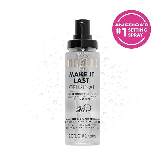 Milani Setting Spray + Primer, Make It Last Original - Natural Finish with Niacinamide for Hydration, Setting Spray for Makeup and Face Primer, 3-in-1 Prime + Hydrate + Set, 2.03 Fl. Oz - 2 Pack